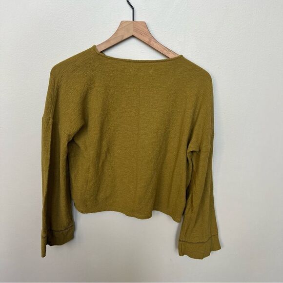 Madewell Texture & Thread Eyelet-Inset Top Spiced Olive Long Sleeve Size XS - Picture 10 of 11